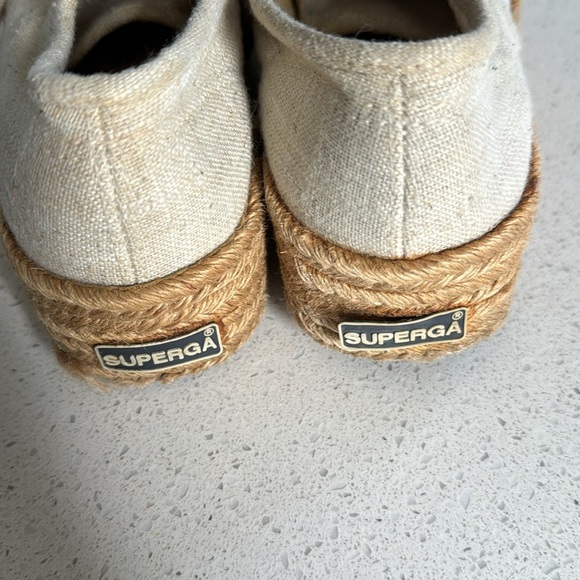 ๐ SUPERGA 2730 Womens Espadrilles Platform Classic Flat Canvas Cream Size 6๐ - Picture 4 of 5